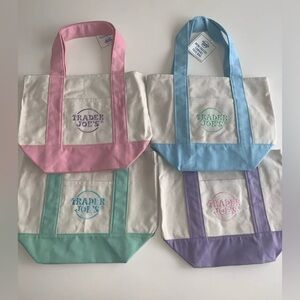 Trader Joe’s Mini Pastel Canvas Tote Bag Set Of 4  Easter Spring 2025 NWT